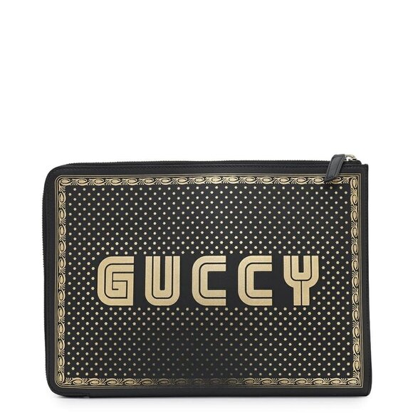 GUCCI Black Leather Clutch Bag - Picture 1 of 15
